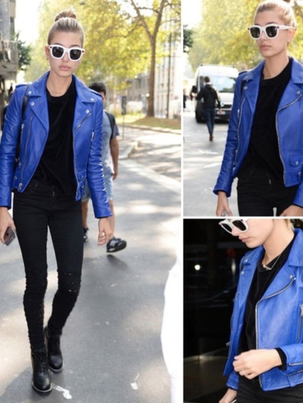 IRO Ashville Cobalt Blue Leather Motorcycle Jacket Size 3